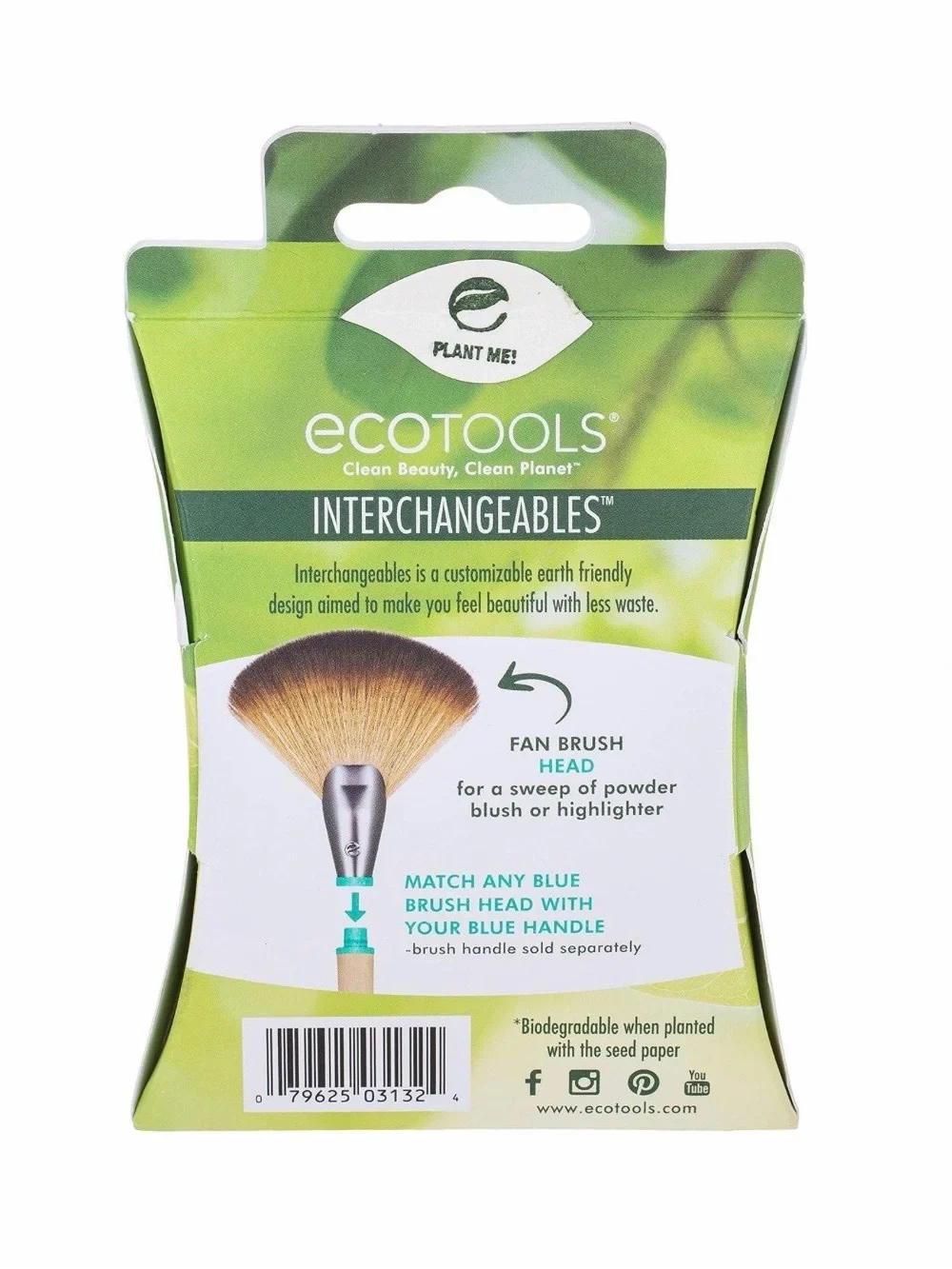 Ecotools 2pc Makeup Fan Brush Heads New in box Includes 2 Brush Heads
